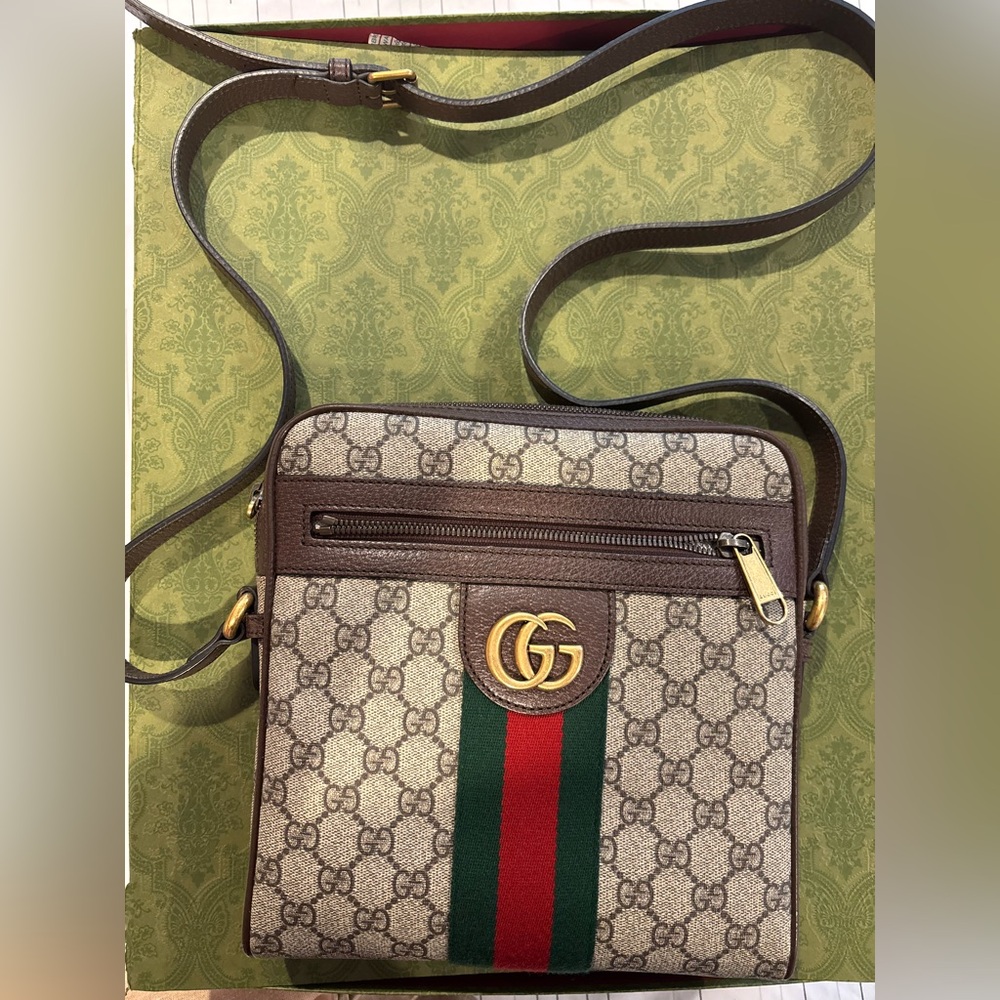 Gucci Beige and Brown GG Messenger Bag